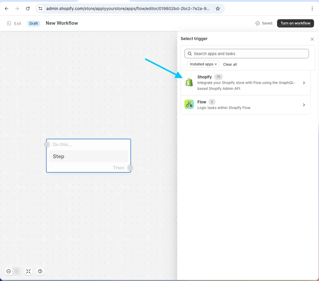Trigger source Shopify